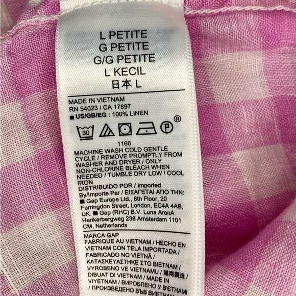 💥BOGO💥 Gap Ling Sleeved Pink and White Checked Linen Tunic - Picture 8 of 9